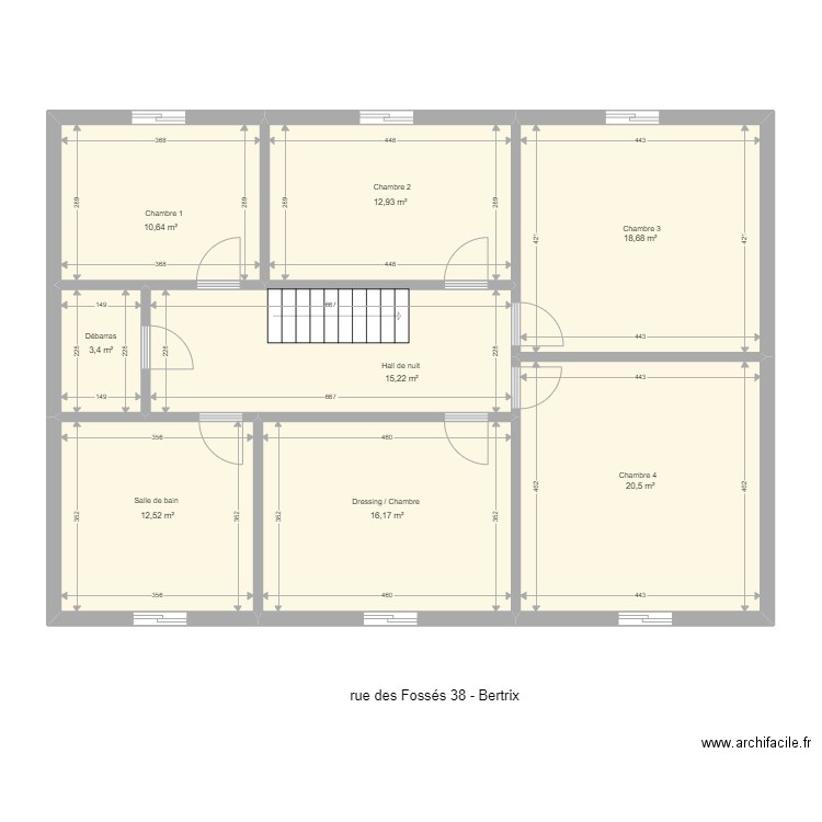 fossés 38 bertrix 1er. Plan de 8 pièces et 110 m2