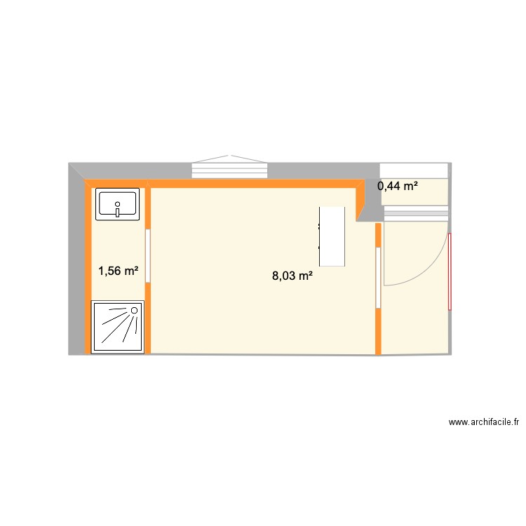 CHAMBRE BUREAU 2. Plan de 3 pièces et 10 m2