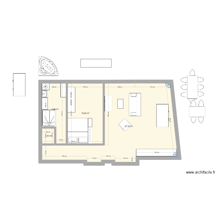 appart. Plan de 4 pièces et 59 m2