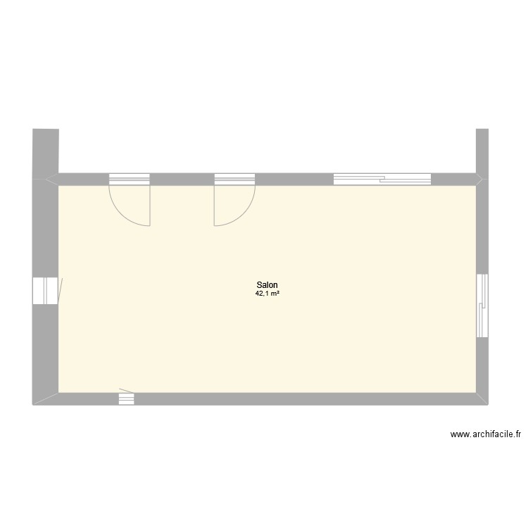 PCMI Façades Nord. Plan de 1 pièce et 42 m2