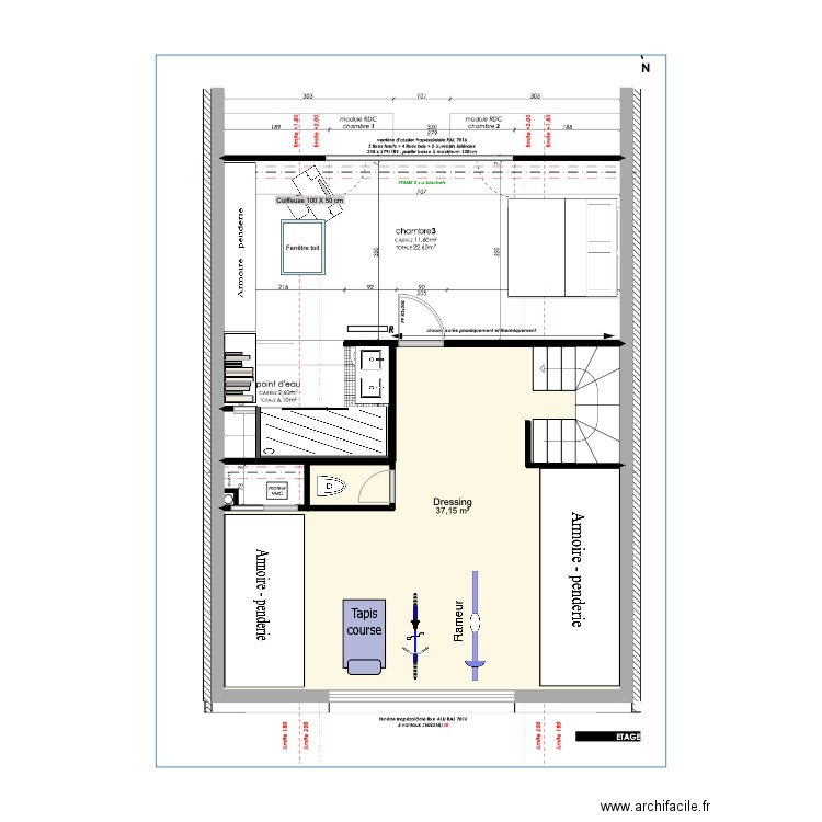 ETAGE POUSSIN. Plan de 1 pièce et 37 m2