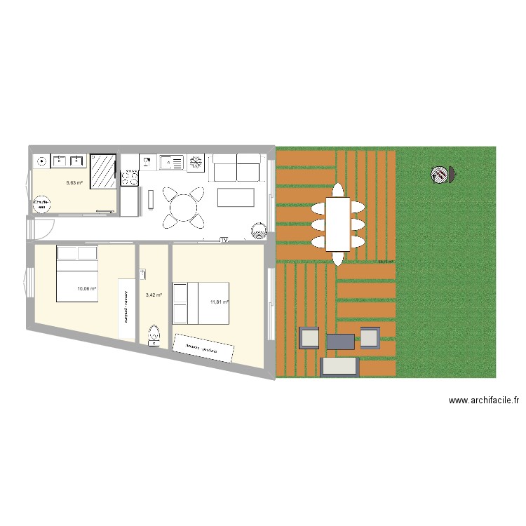 projet maison de loc 1. Plan de 4 pièces et 31 m2