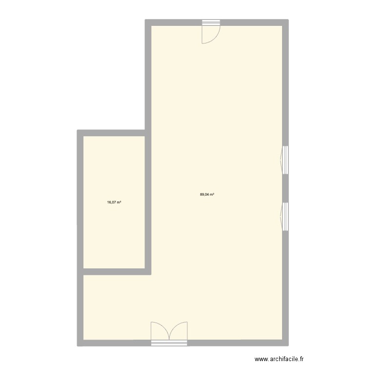 Bureau vierge. Plan de 2 pièces et 105 m2