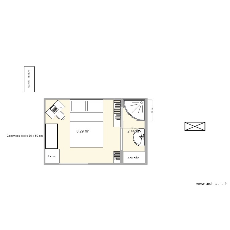 plan 4200x265. Plan de 2 pièces et 11 m2