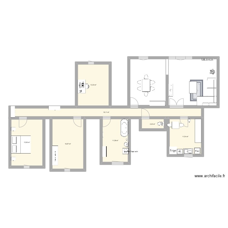 APPART MANUI. Plan de 7 pièces et 86 m2