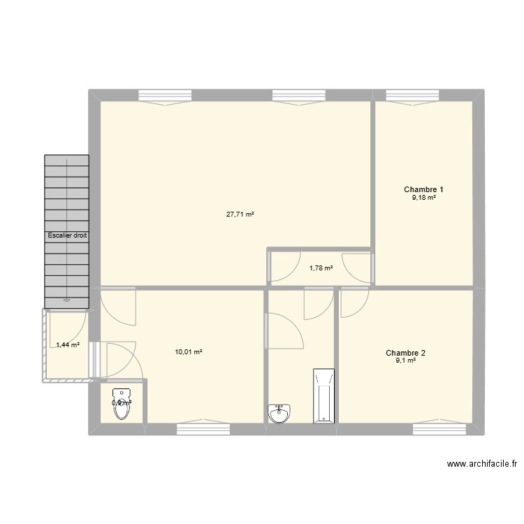 Maison auxonne. Plan de 7 pièces et 60 m2