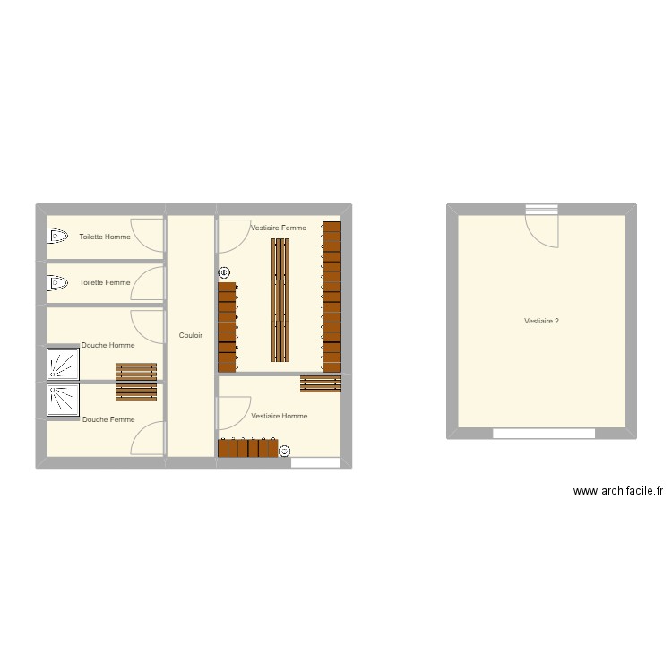 Vestiaire 2007 Axel. Plan de 8 pièces et 62 m2