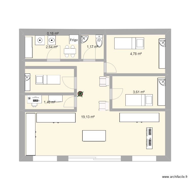 dossier de vente. Plan de 7 pièces et 33 m2