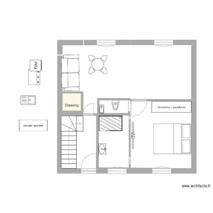 PLAN RDC CLAMART MODIFIE 1. Plan de 1 pièce et 1 m2