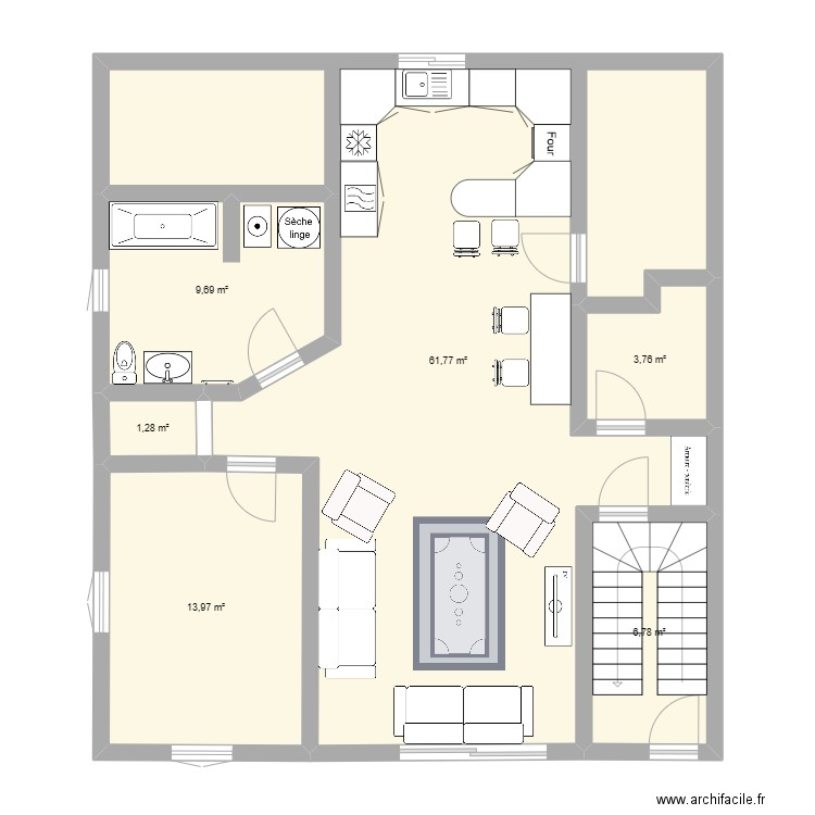 2012 fournier. Plan de 6 pièces et 97 m2