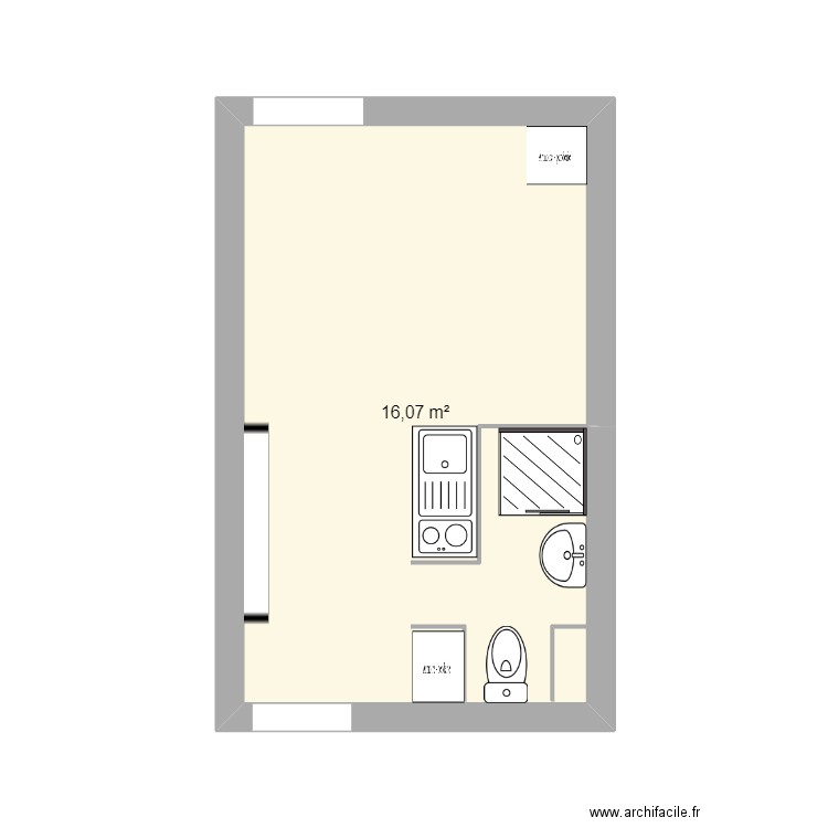 RDC_MIRAIL_SYL. Plan de 1 pièce et 16 m2
