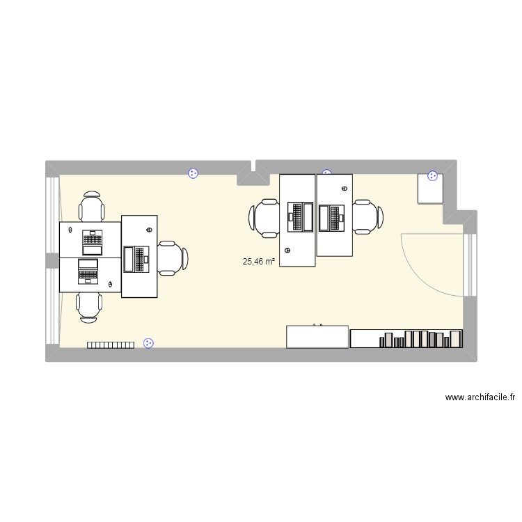 Plan bureau. Plan de 1 pièce et 25 m2