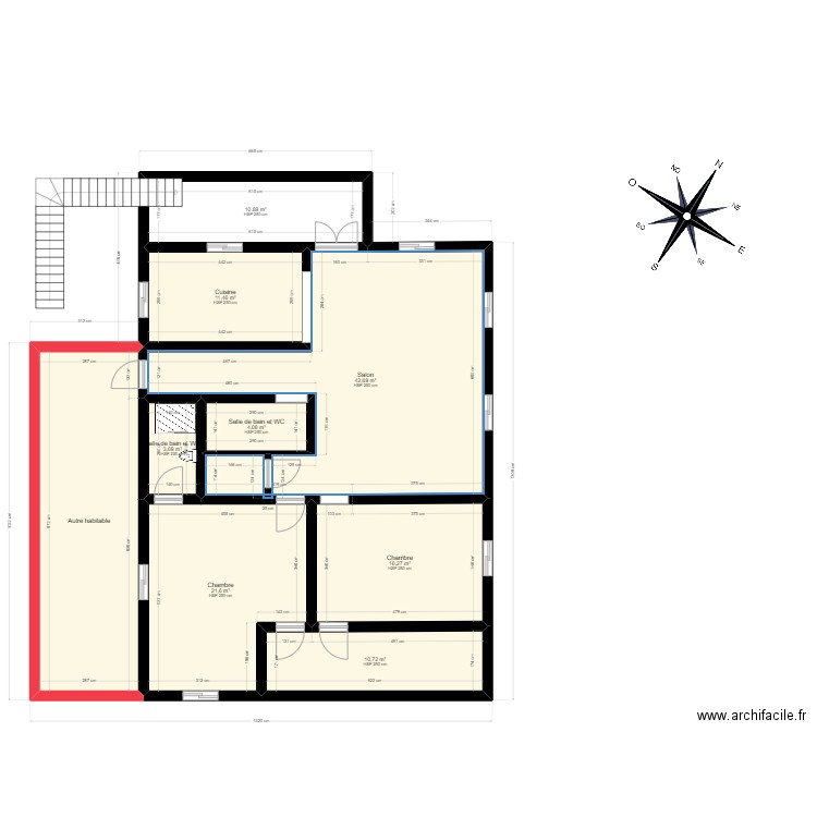 Maison individuelle VF + Etage. Plan de 22 pièces et 311 m2