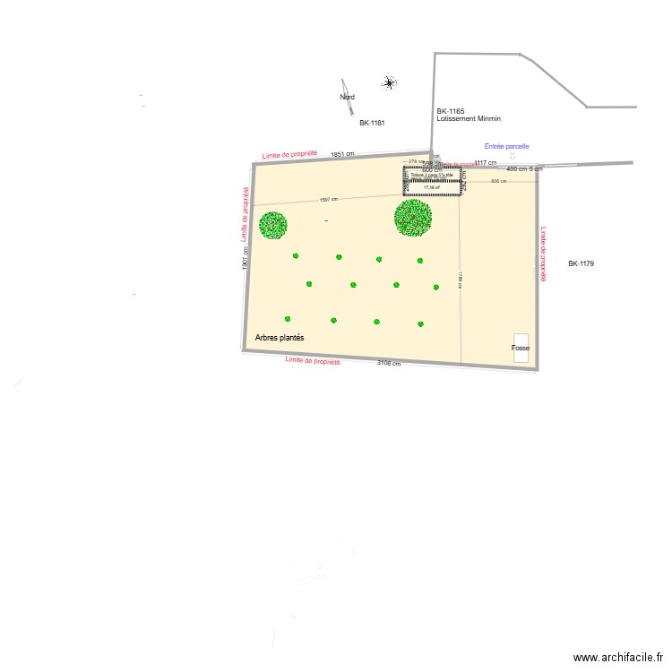 Plan de masse Jipe. Plan de 1 pièce et 17 m2