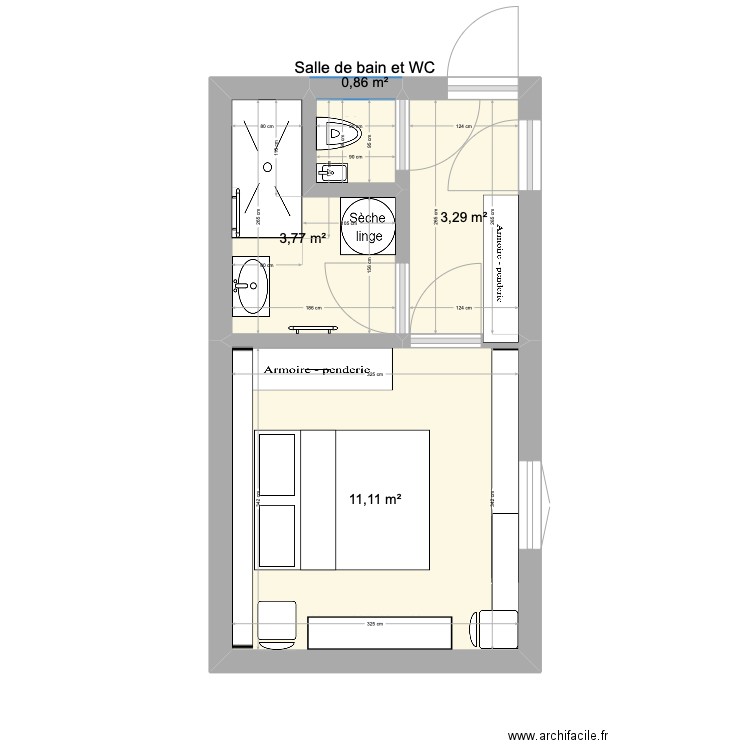 qui b2. Plan de 4 pièces et 19 m2