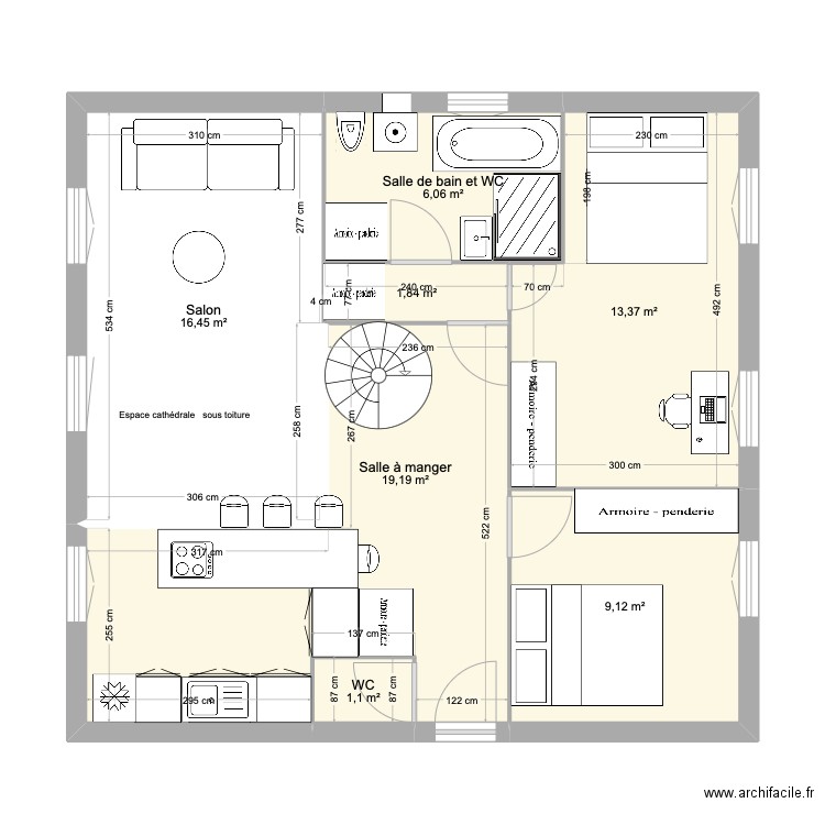 Marin 12. Plan de 9 pièces et 94 m2