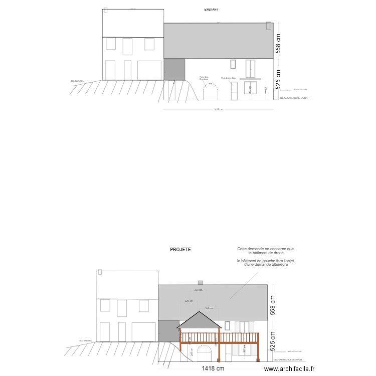 Façade Sud Ouest galerie. Plan de 0 pièce et 0 m2