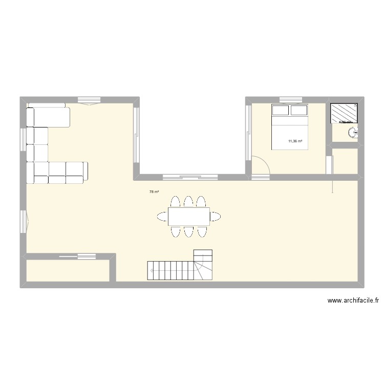 Test maison. Plan de 3 pièces et 91 m2