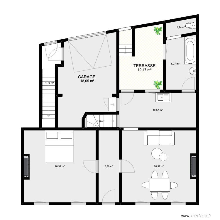 ESTANCHE 2 REZ. Plan de 10 pièces et 101 m2