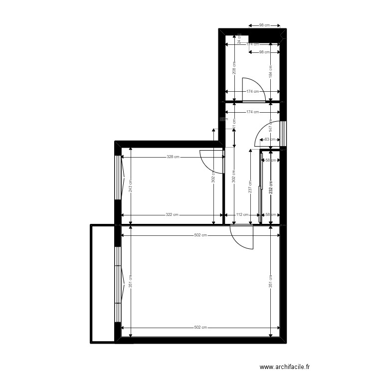 MOTTIN TRIANON. Plan de 4 pièces et 35 m2