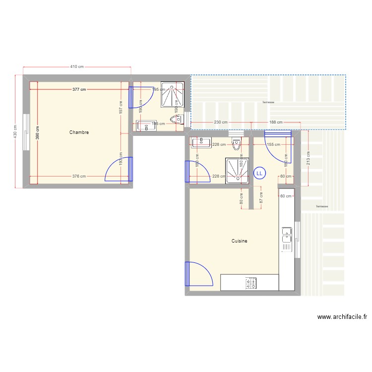 Plan Darna. Plan de 4 pièces et 41 m2