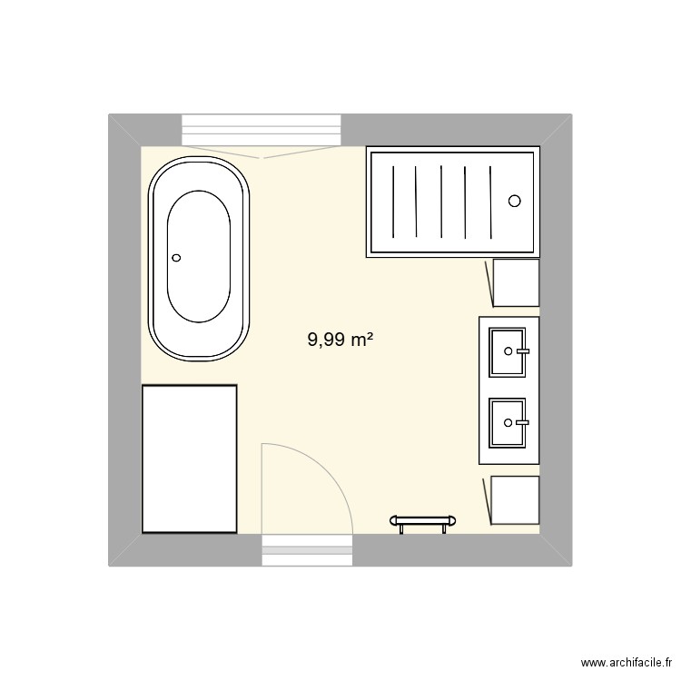 PROJET SALLE DE BAIN 3. Plan de 1 pièce et 10 m2