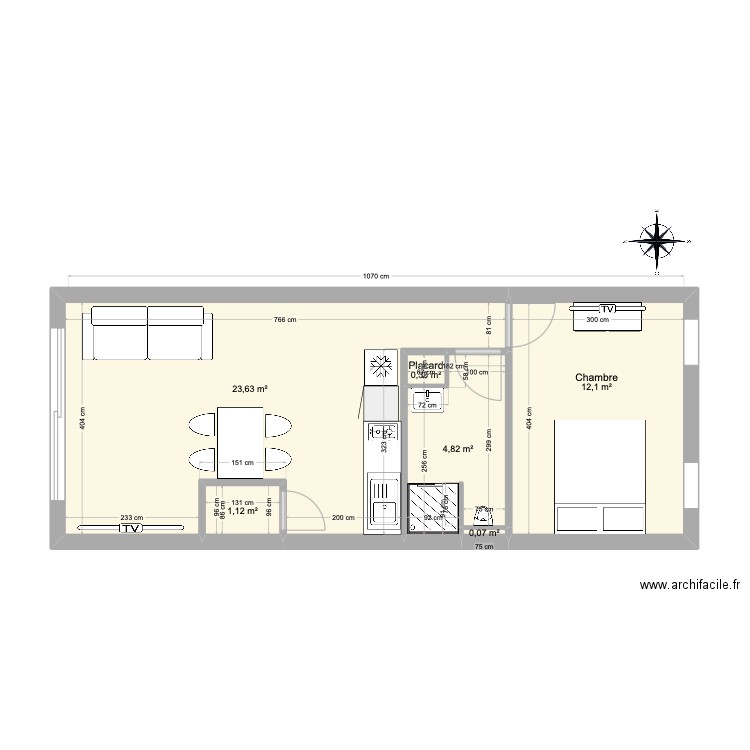 R+1 Flassans. Plan de 6 pièces et 42 m2