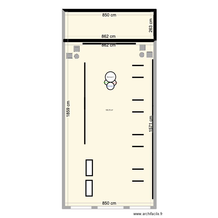 boutique projet . Plan de 1 pièce et 156 m2