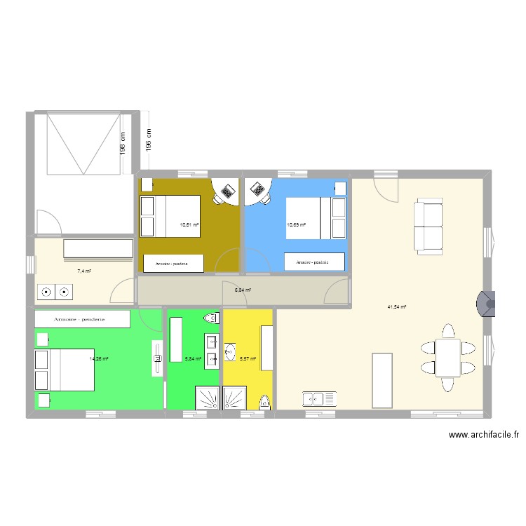 Nouveau combaillaux . Plan de 8 pièces et 103 m2