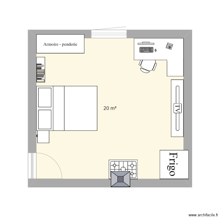 uhdkjqdhvds b. Plan de 1 pièce et 20 m2