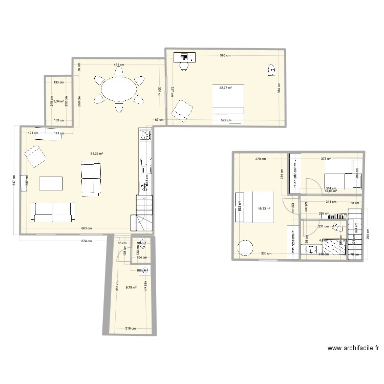 Saint Briac extension petite salle à manger. Plan de 7 pièces et 122 m2