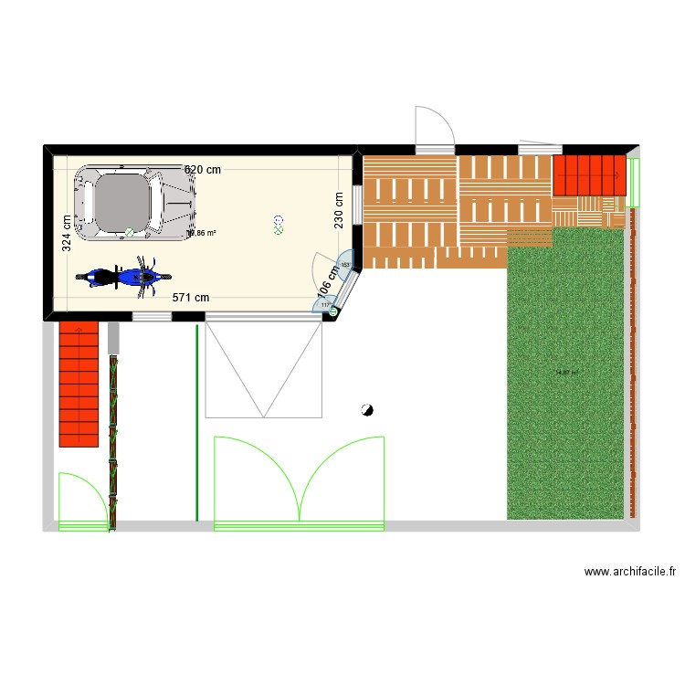 création garage. Plan de 1 pièce et 20 m2