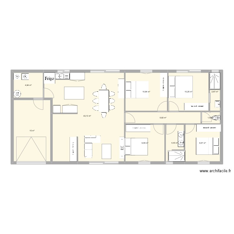 Pérignac. Plan de 11 pièces et 116 m2