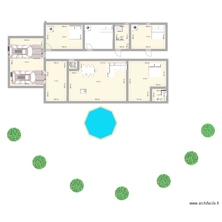 maison h1. Plan de 9 pièces et 171 m2