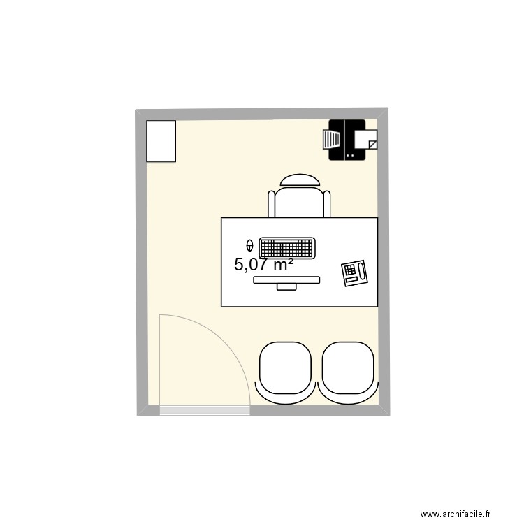 Bureau secrétariat proctologie. Plan de 1 pièce et 5 m2