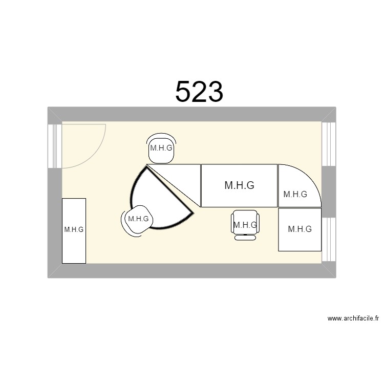 Bureau R 523 M.H.GODIN. Plan de 1 pièce et 12 m2