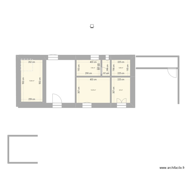 MAISON ACTUELLE. Plan de 5 pièces et 44 m2