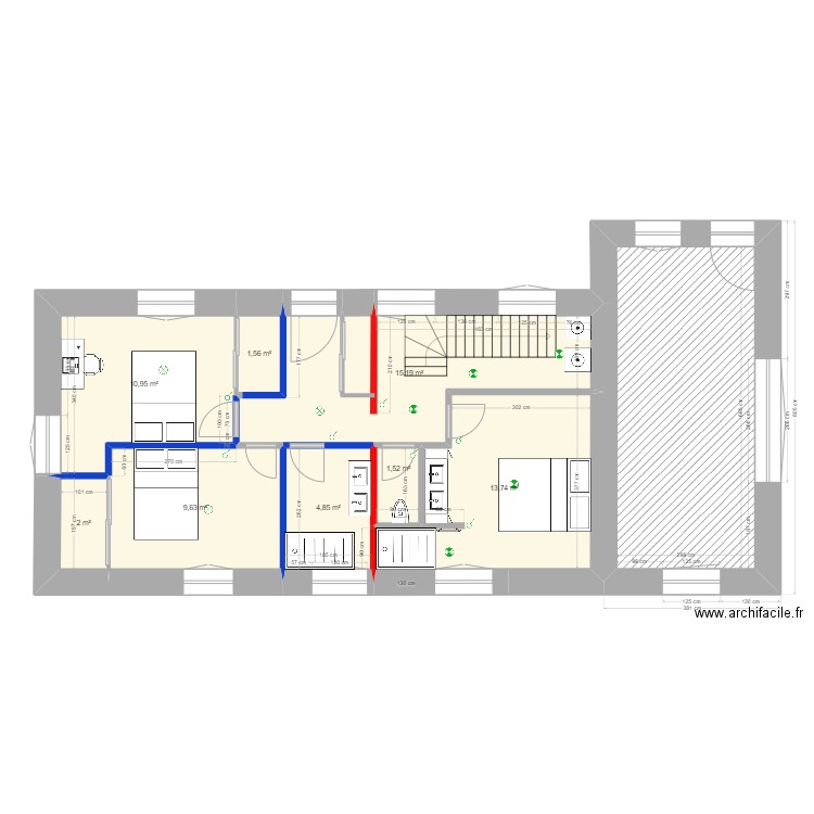 Habitation Actuelle JSA. Plan de 13 pièces et 170 m2