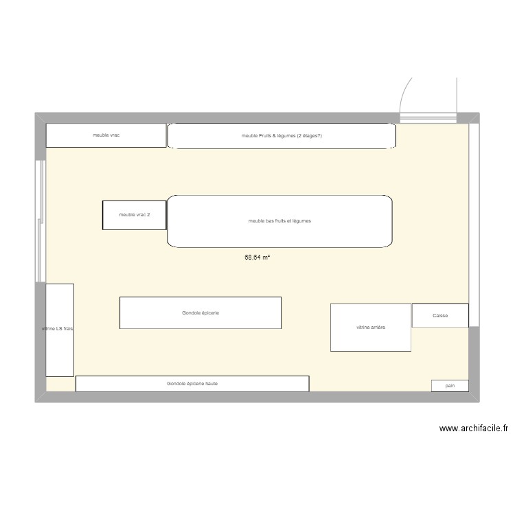 plan Mélanie. Plan de 1 pièce et 69 m2