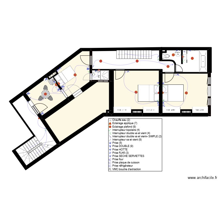 STUDIO /ETAGE 1. Plan de 10 pièces et 69 m2