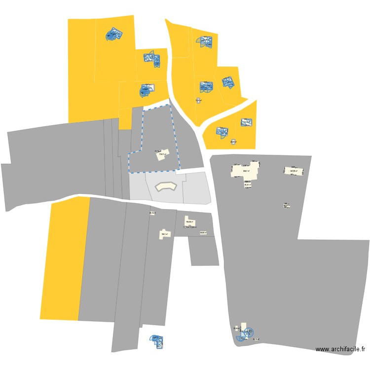 plan masse Boyer. Plan de 33 pièces et 3442 m2