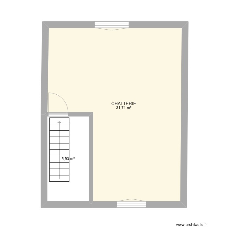 CHATTERIE. Plan de 2 pièces et 38 m2