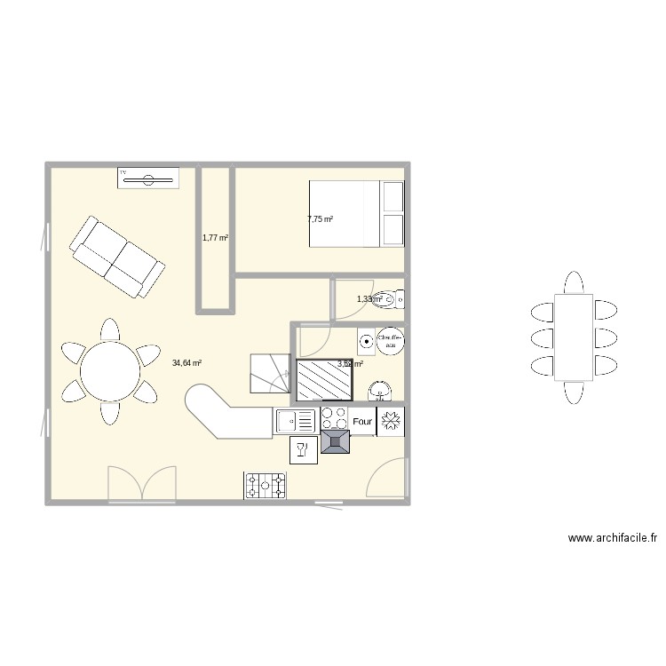 plan maison. Plan de 5 pièces et 49 m2