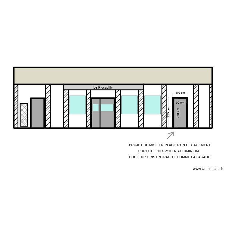 facade. Plan de 22 pièces et 54 m2