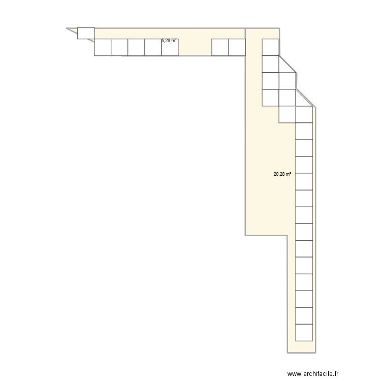 Terrasse pierre. Plan de 2 pièces et 26 m2