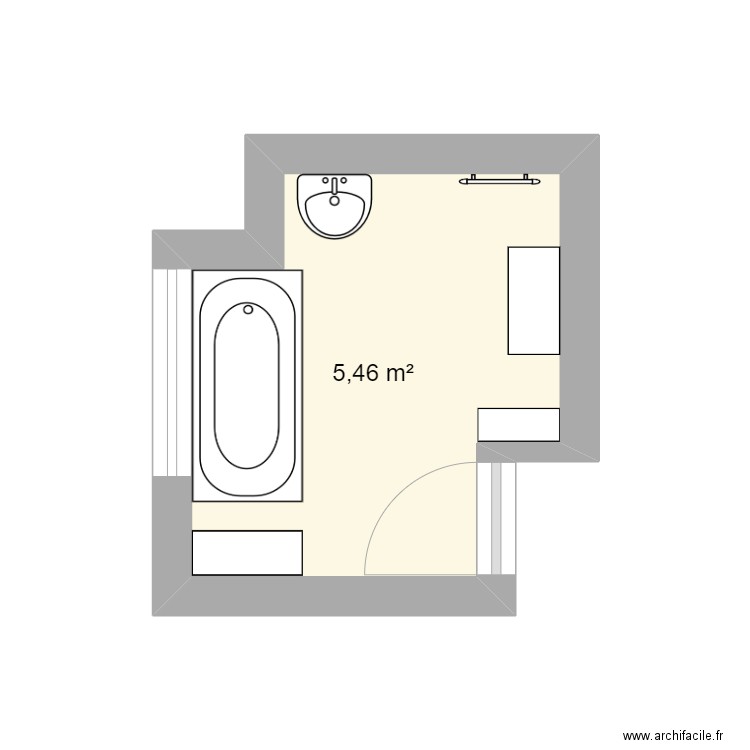 SDB D. avant projet. Plan de 1 pièce et 5 m2