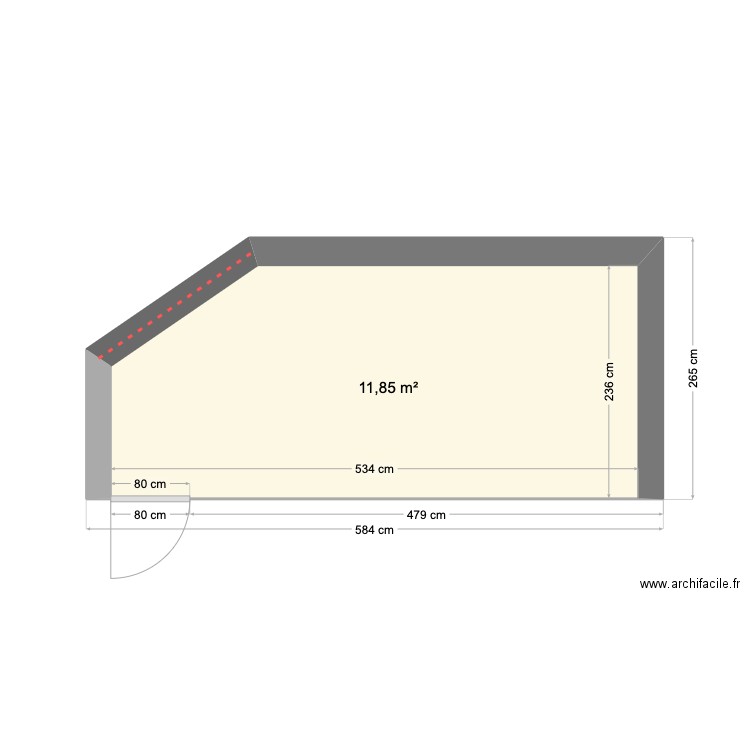 terrasse -v8. Plan de 1 pièce et 12 m2