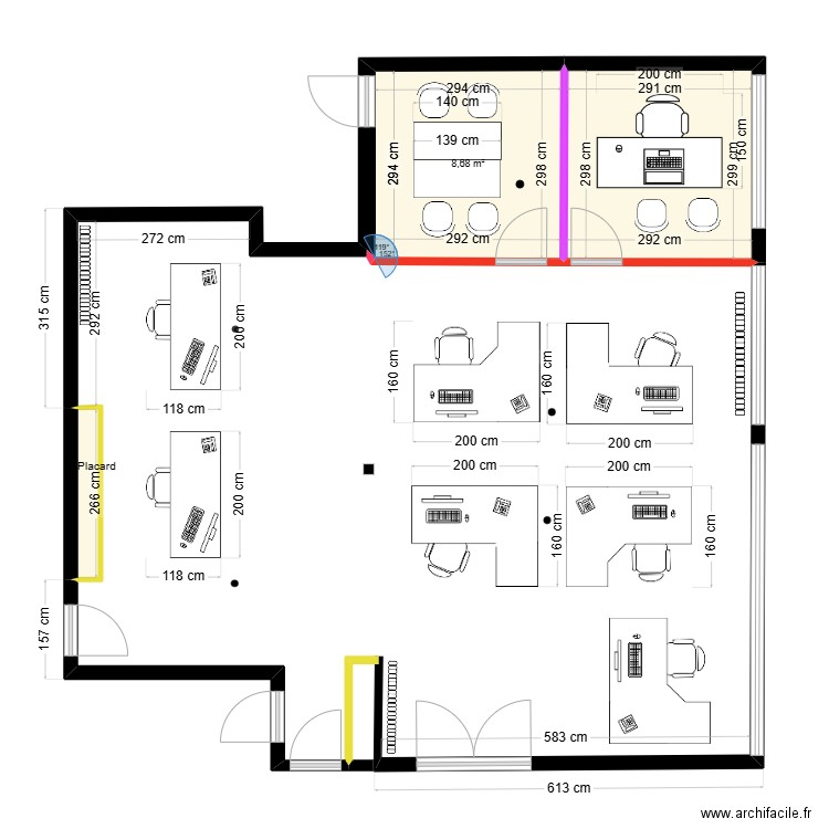 Bureau achats marketing 2. Plan de 3 pièces et 18 m2