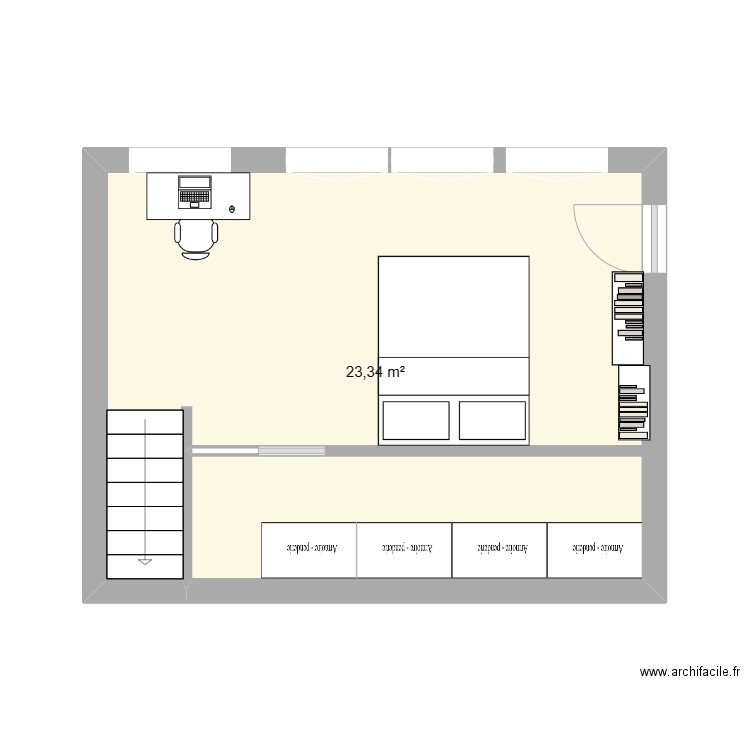 De Sois . Plan de 1 pièce et 23 m2