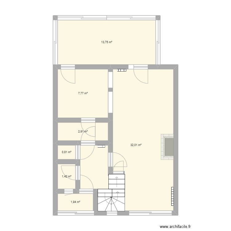 Exercice. Plan de 7 pièces et 61 m2